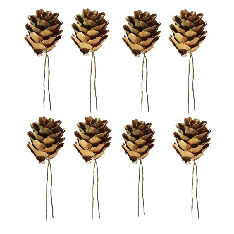 10PCS Artificial Christmas Red Berry Branch Snowflake Pine Needle Pine Cone Branches For Xmas DIY Wreath Supplies Noel Decoraton