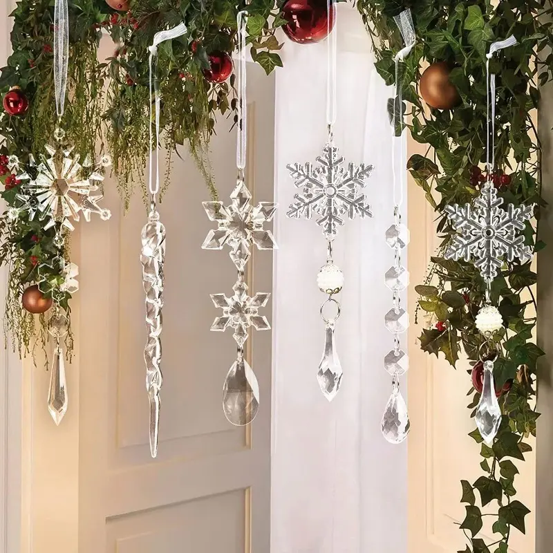 Christmas Transparent Crystal Acrylic Pendant Interior Decoration Lighting Decoration Wedding Home Bead String Curtain