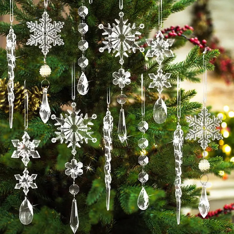 Christmas Transparent Crystal Acrylic Pendant Interior Decoration Lighting Decoration Wedding Home Bead String Curtain