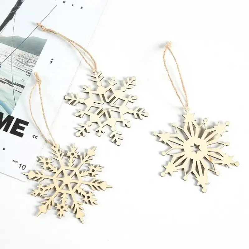 Wooden Christmas Tree Snowflakes Stars Diy Christmas Hanging Ornaments Pendant Table Confetti Christmas Home Decorations New