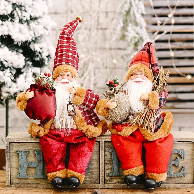 Teacher Ornament Bulk Creative Sitting Santa Doll Christmas Child Gift Toy Table Decoration For Home Abstract Sculptures