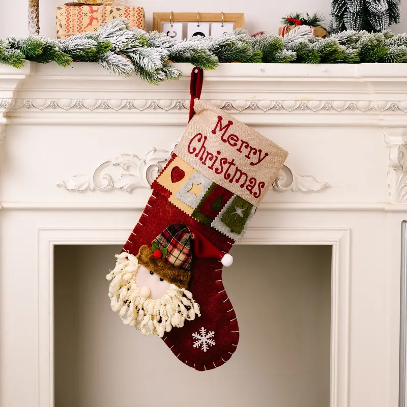 Large Capacity Gift Bag Merry Christmas Hanging Sock for Kid Holiday Stair Handrail Fireplace DIY Xmas Tree New Year Decoration