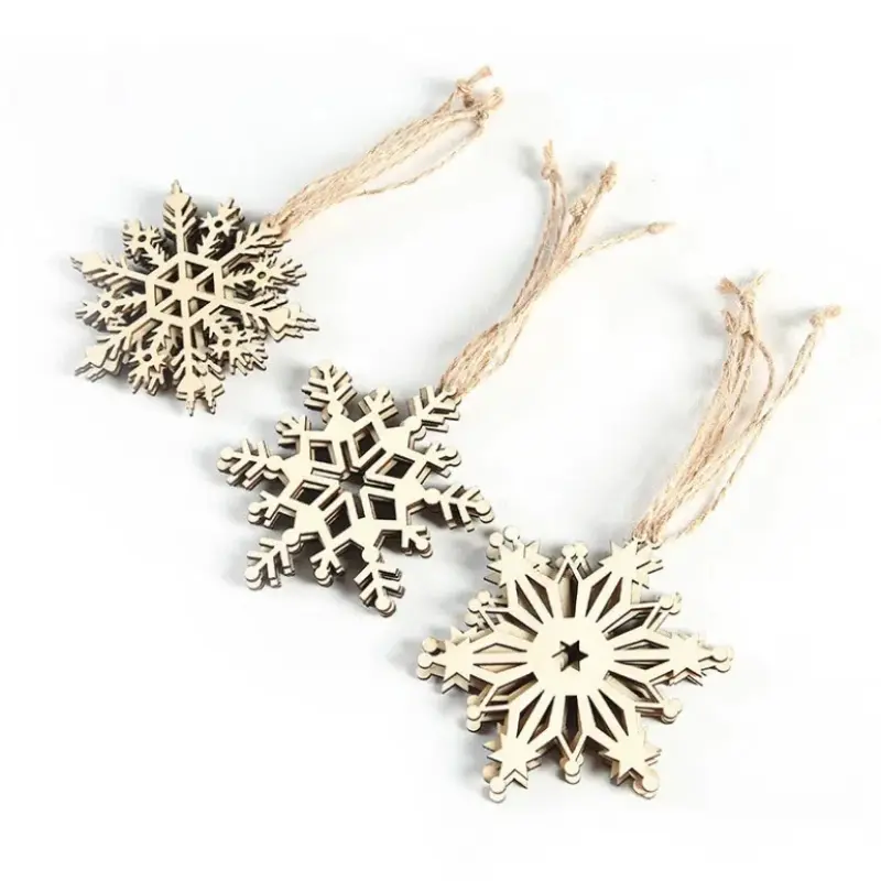 Wooden Christmas Tree Snowflakes Stars Diy Christmas Hanging Ornaments Pendant Table Confetti Christmas Home Decorations New