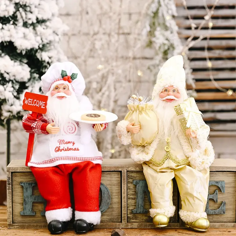 Teacher Ornament Bulk Creative Sitting Santa Doll Christmas Child Gift Toy Table Decoration For Home Abstract Sculptures
