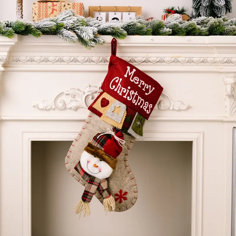 Large Capacity Gift Bag Merry Christmas Hanging Sock for Kid Holiday Stair Handrail Fireplace DIY Xmas Tree New Year Decoration