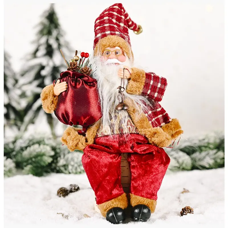 Teacher Ornament Bulk Creative Sitting Santa Doll Christmas Child Gift Toy Table Decoration For Home Abstract Sculptures
