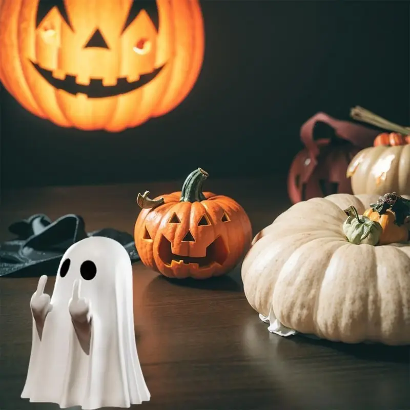 Middle Finger Cute Ghost Statue Ghosts Small Scary Ghost Figurines Halloween Home Decorations Coffee Table Centerpieces NEW
