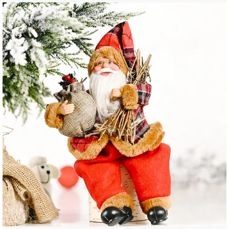 Teacher Ornament Bulk Creative Sitting Santa Doll Christmas Child Gift Toy Table Decoration For Home Abstract Sculptures