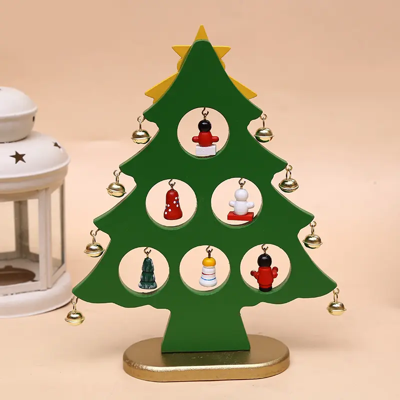 Mini Christmas Tree Decorations Wooden Desktop Christmas Tree Ornament Christmas Atmosphere Home Decor Xmas Ornaments Kids Gift