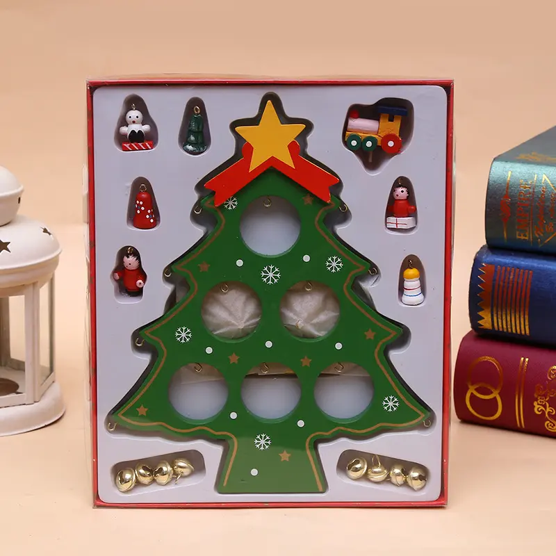 Mini Christmas Tree Decorations Wooden Desktop Christmas Tree Ornament Christmas Atmosphere Home Decor Xmas Ornaments Kids Gift
