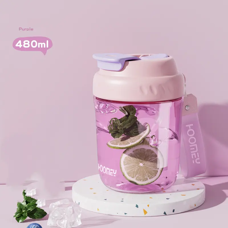 Portable Children's Water Cup with Straw Transparent Plastic Straw Cup Household Portable Coffee Cup With Lid Christmas Present
