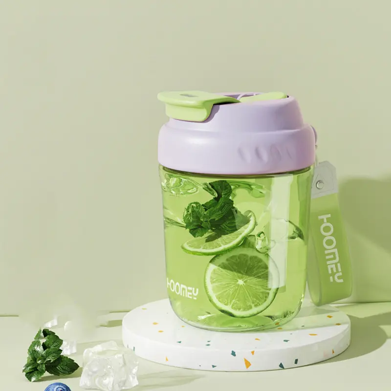 Portable Children's Water Cup with Straw Transparent Plastic Straw Cup Household Portable Coffee Cup With Lid Christmas Present