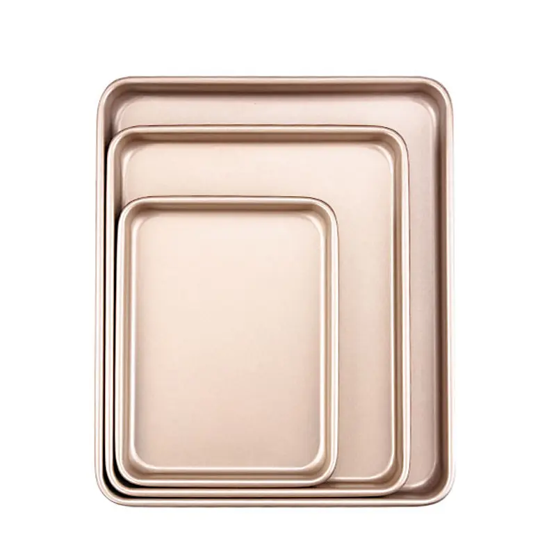 Thicken Carbon Steel Golden Baking Tray Nonstick Square Oven Cake Bread Pastry Pans Biscuits Bakeware Mold Kitchen Cooking Tools