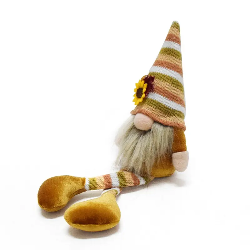 3PCS Autumn Faceless Maple Leaf Sunflower Fabric Doll Goblin Rudolph Season Ornament Dwarf Sunflower Goblin Ornament Dwarf Doll