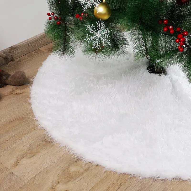 Christmas Decoration Easy Install Tree Skirt Premium Christmas Tree Skirt Luxuriously Soft Durable Round Xmas Tree for Festive