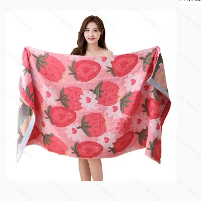 Four Layer Pure Cotton Gauze Bathtowel for Adult Large Size Soft Beach Towel Water Uptake Bathtowels Spring Autumn