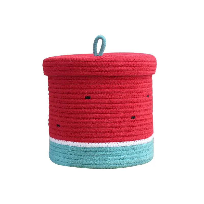 Cartoon Cute Watermelon Storage Basket Desktop Cosmetics Snack Box Hand Woven Modern Miscellaneous Woven Storage Basket