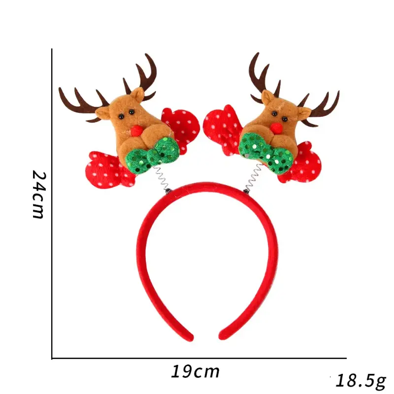 5Pcs Christmas Headbands Children Adult Hair Band Red Christmas Santa Claus Snowman Antlers Headband Xmas Decoration Girls Gifts