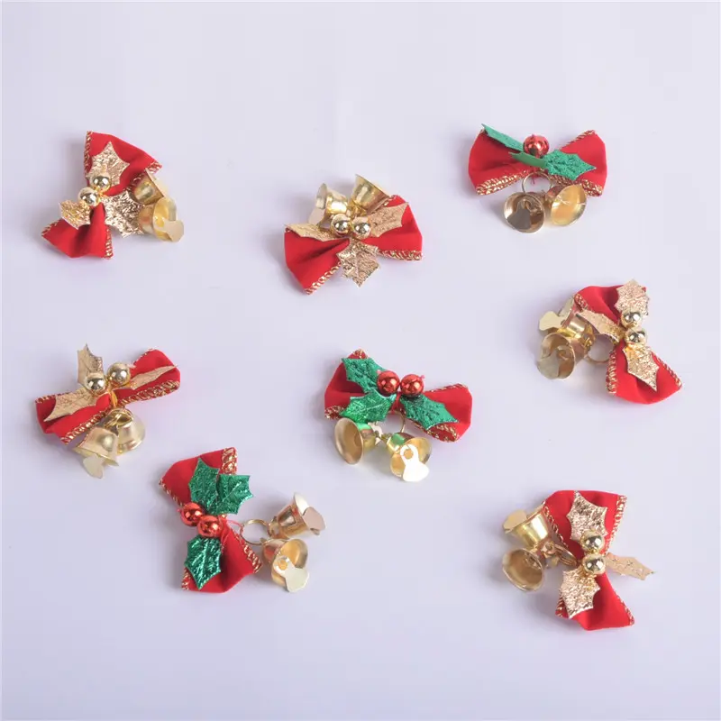 Dropship 10Pcs Hanging Xmas Mini Bow with Bells Decorations Christmas Tree Cards Crafting Ornament Craft Decorative Bow