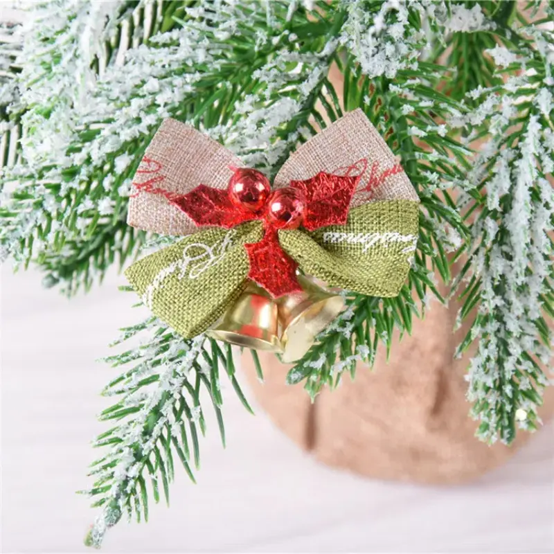 Dropship 10Pcs Hanging Xmas Mini Bow with Bells Decorations Christmas Tree Cards Crafting Ornament Craft Decorative Bow