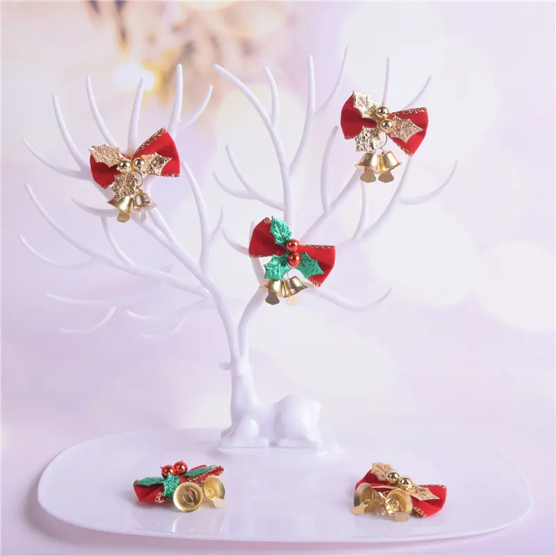 Dropship 10Pcs Hanging Xmas Mini Bow with Bells Decorations Christmas Tree Cards Crafting Ornament Craft Decorative Bow