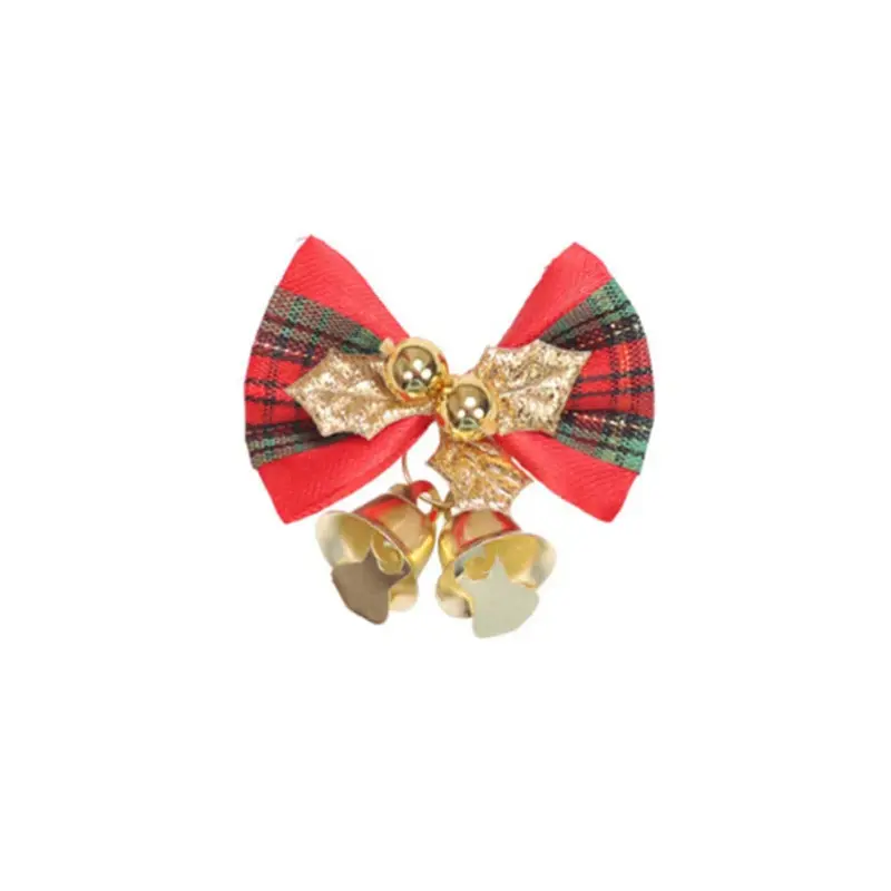 Dropship 10Pcs Hanging Xmas Mini Bow with Bells Decorations Christmas Tree Cards Crafting Ornament Craft Decorative Bow