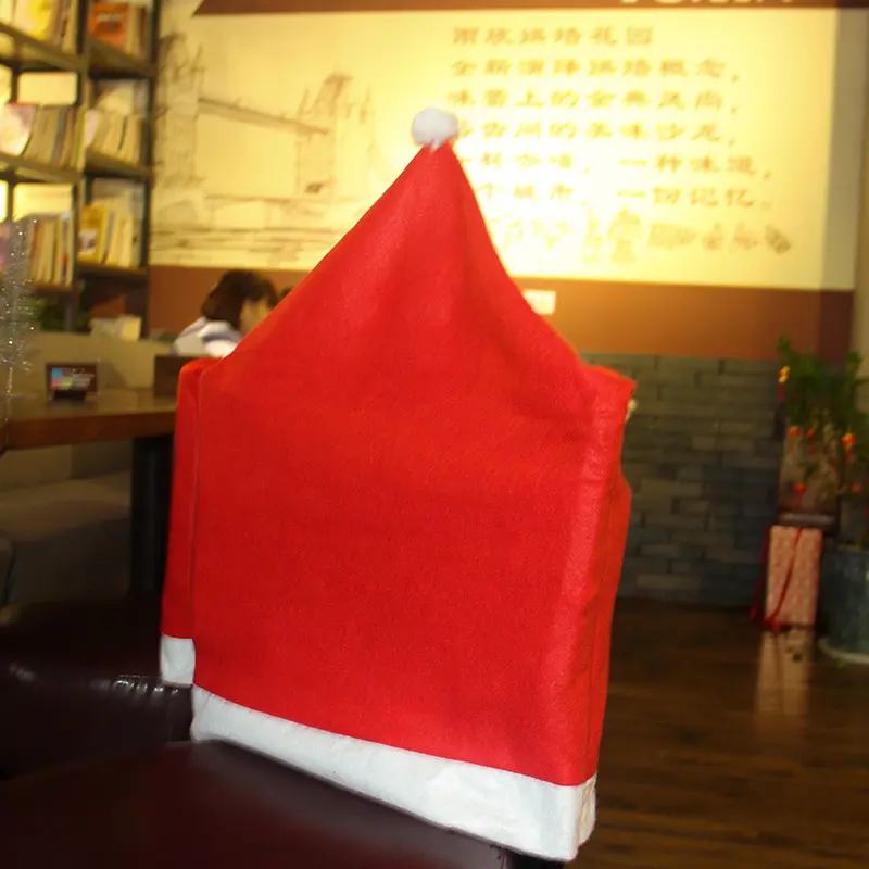 (12pcs/pack) 60cm*50cm Red Christmas Hat Chair Back Cover Xmas Chair Decoration Home Handmade DIY Christmas Festival Decor