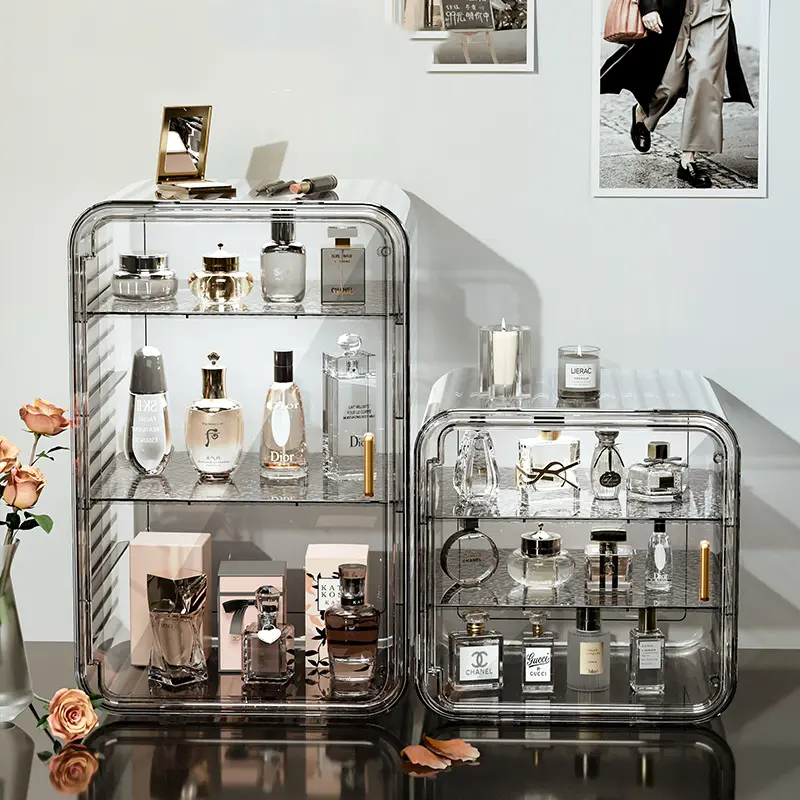 Transparent Perfume Storage Display Cabinet Acrylic Dust-proof Desktop Organizer Box Dresser Cosmetic Holder Supplies Exhibition