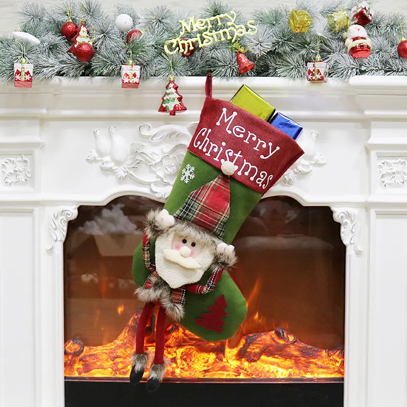 New Christmas Decorations Christmas Tree Pendant Christmas Socks Children's Gift Candy Bag Scene Dress Up Socks Pendant