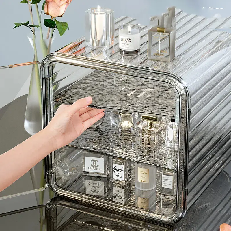 Transparent Perfume Storage Display Cabinet Acrylic Dust-proof Desktop Organizer Box Dresser Cosmetic Holder Supplies Exhibition