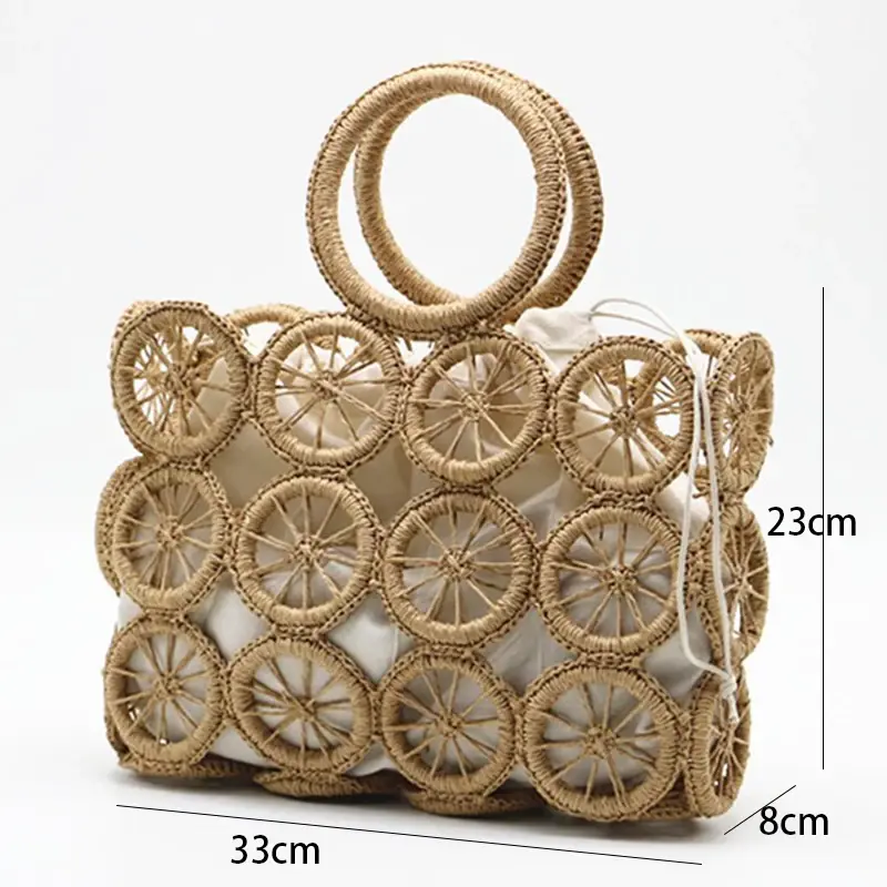 Rattan Hollow Straw Bags Wicker Woven Handmade Handbags Summer Women Fashion Beach Travel Shoulder Bags Casual Lady Purses