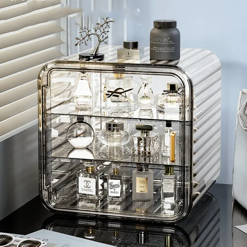 Transparent Perfume Storage Display Cabinet Acrylic Dust-proof Desktop Organizer Box Dresser Cosmetic Holder Supplies Exhibition