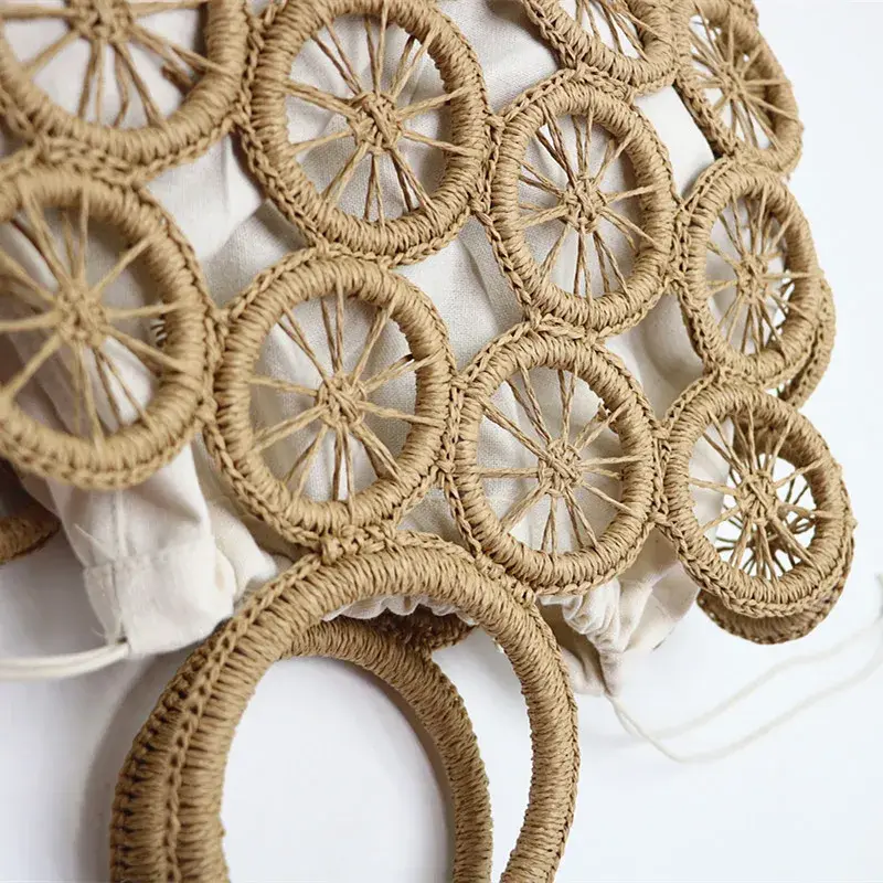 Rattan Hollow Straw Bags Wicker Woven Handmade Handbags Summer Women Fashion Beach Travel Shoulder Bags Casual Lady Purses