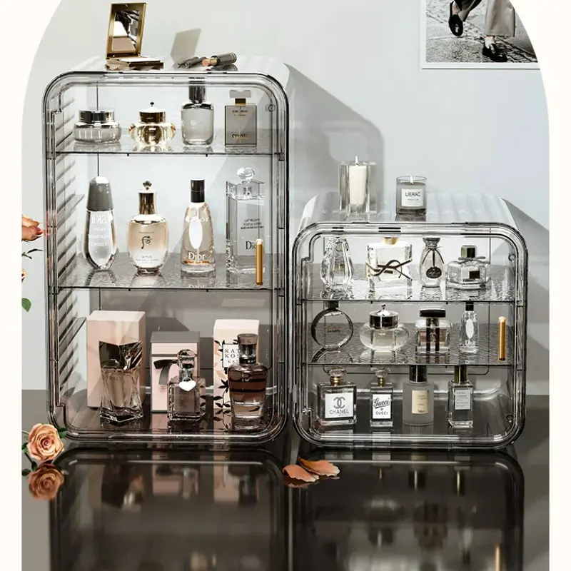 Transparent Perfume Storage Display Cabinet Acrylic Dust-proof Desktop Organizer Box Dresser Cosmetic Holder Supplies Exhibition
