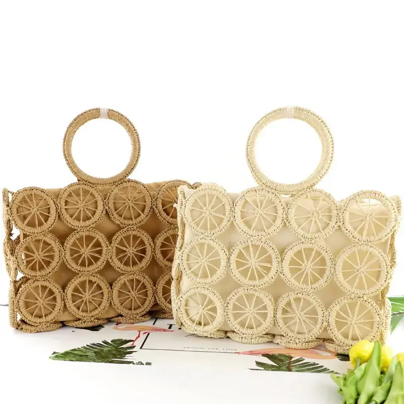 Rattan Hollow Straw Bags Wicker Woven Handmade Handbags Summer Women Fashion Beach Travel Shoulder Bags Casual Lady Purses