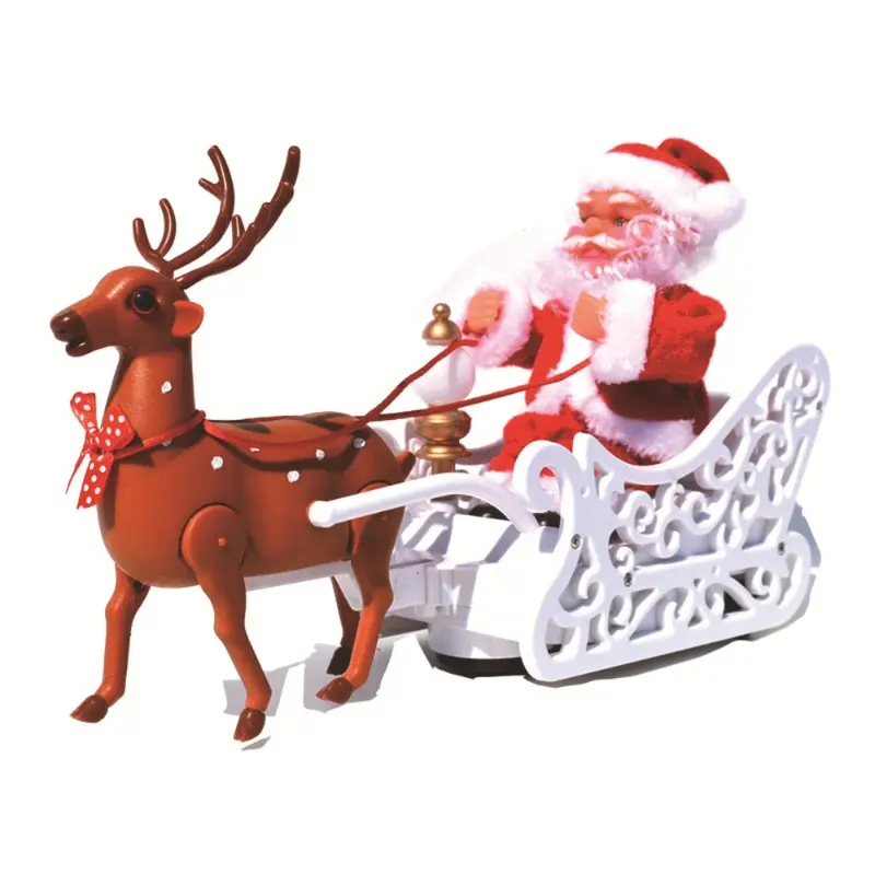 Deer Pulled Car Music Electric Santa Claus Children's Toys Christmas Gifts Desktop Christmas Ornaments Christmas Decorations