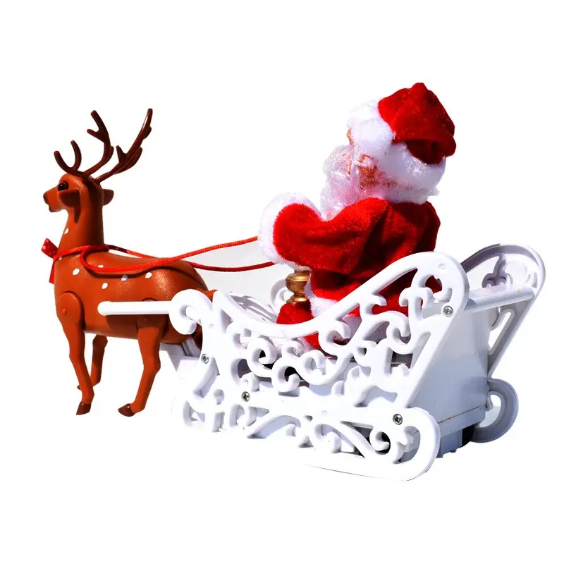 Deer Pulled Car Music Electric Santa Claus Children's Toys Christmas Gifts Desktop Christmas Ornaments Christmas Decorations