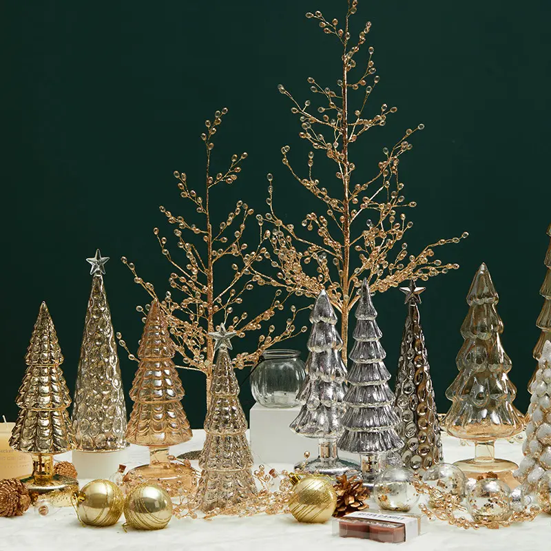 Glass Christmas Tree Christmas Ornament Desktop Decoration Luminous Night Light Home Decoration Props Christmas Gifts