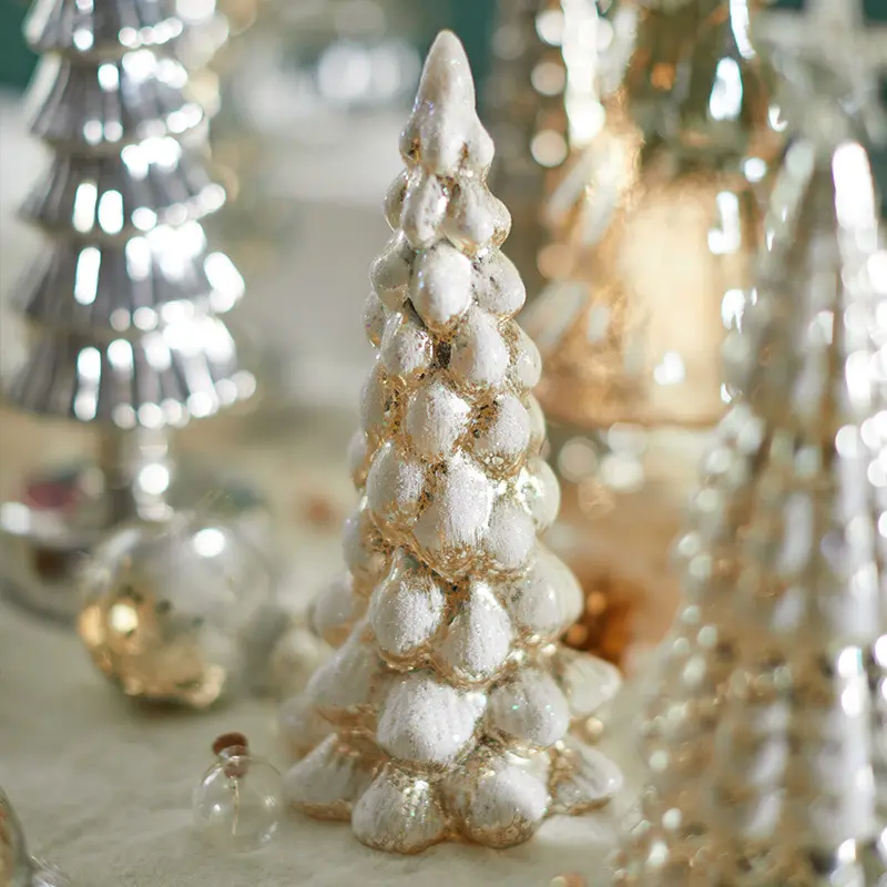 Glass Christmas Tree Christmas Ornament Desktop Decoration Luminous Night Light Home Decoration Props Christmas Gifts