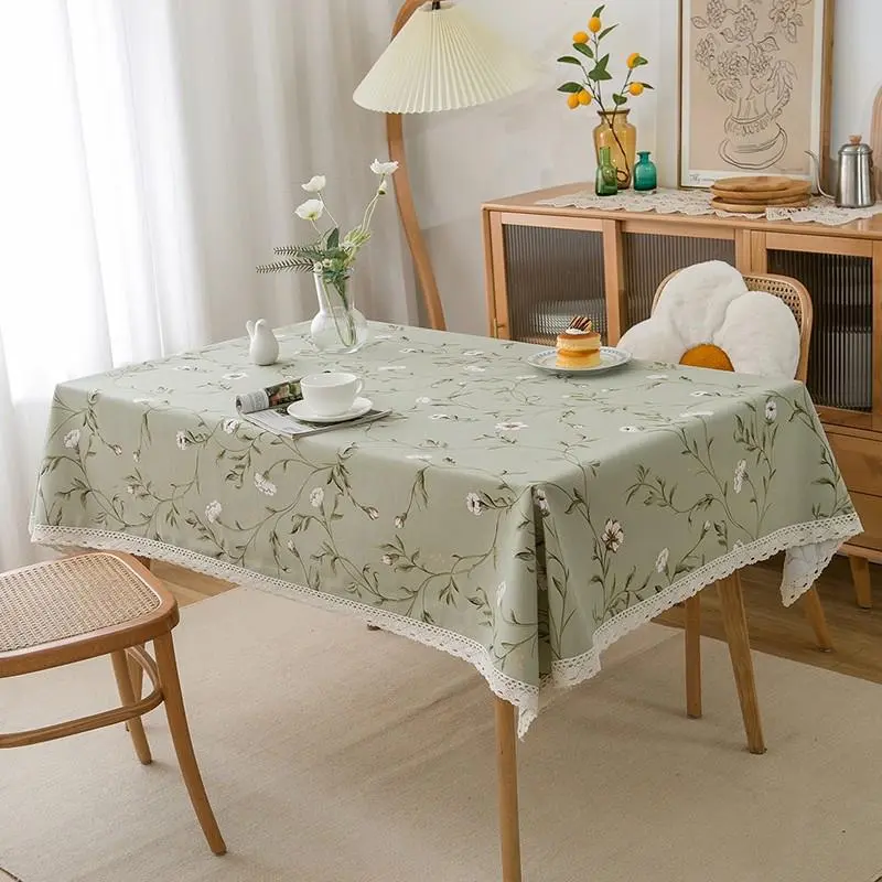 Floral Cotton Linen Fabric Canvas Printed Dining Table Cloth Tea Table Cloth Rural Style Household Small Fresh Plant Cover Cloth