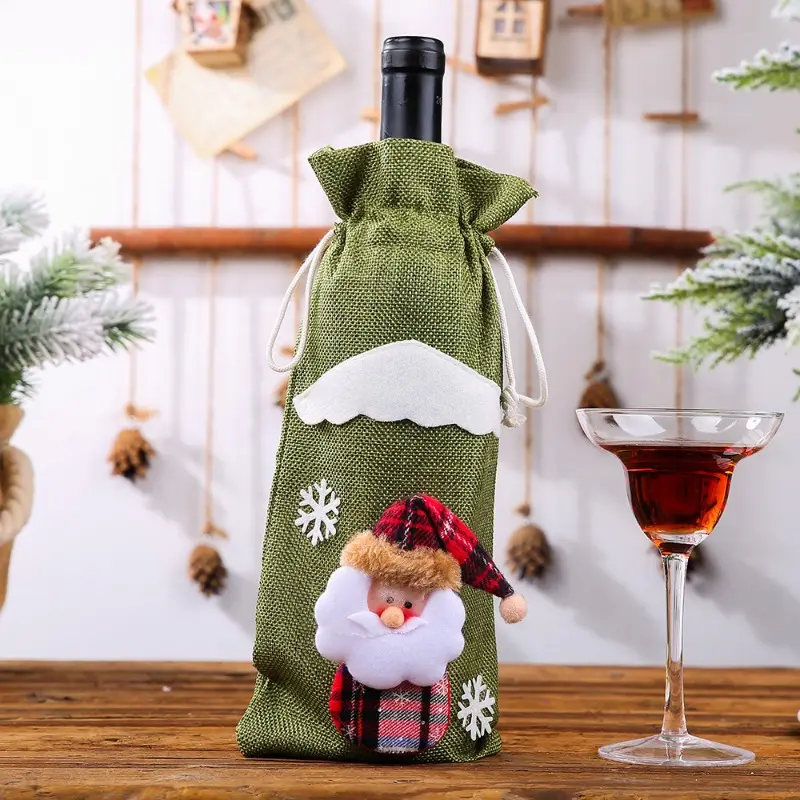 2pcs New Year Christmas Decorations for Home Santa Claus Wine Bottle Cover Snowman Stocking Gift Holders Decor New Year