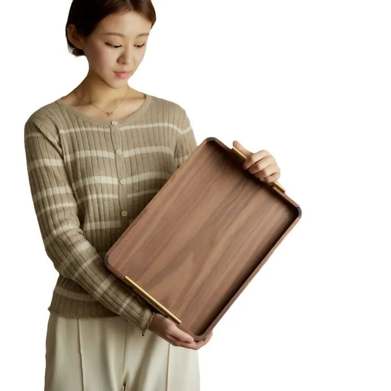 Vintage Wooden Tray, Household Wooden Cake Tray, Storage Tape, Handheld Vegetable Tray, Kitchen Supplies Storage