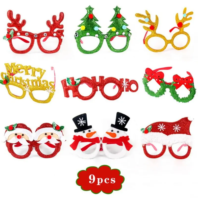6pcs Christmas Glasses Santa Claus Snowman Snowflake Tree Elk Paper Glasses Party Photo Props Christmas Decoration For Home