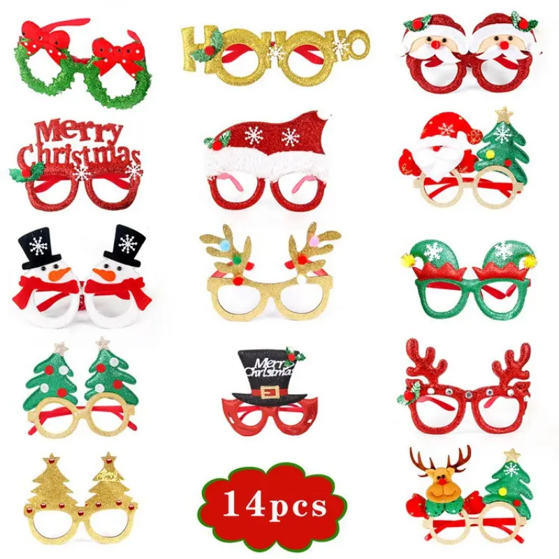 6pcs Christmas Glasses Santa Claus Snowman Snowflake Tree Elk Paper Glasses Party Photo Props Christmas Decoration For Home