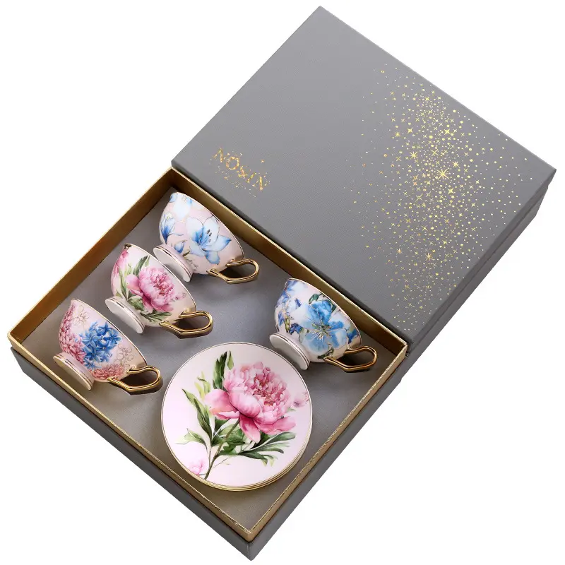 High-value European-style Bone China Coffee Cup British Afternoon Tea Set Exquisite Ceramic Cup Gift Box Set Wedding Gift
