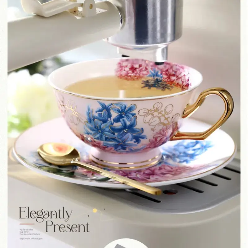 High-value European-style Bone China Coffee Cup British Afternoon Tea Set Exquisite Ceramic Cup Gift Box Set Wedding Gift