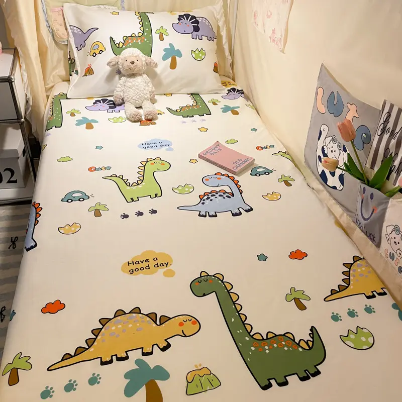 Cotton Bedsheet Student Dormitory Single Dormitory Printing Soft and Comfortable Bed Sheet 360 Degree Elastic Bed Sheet Wrapping