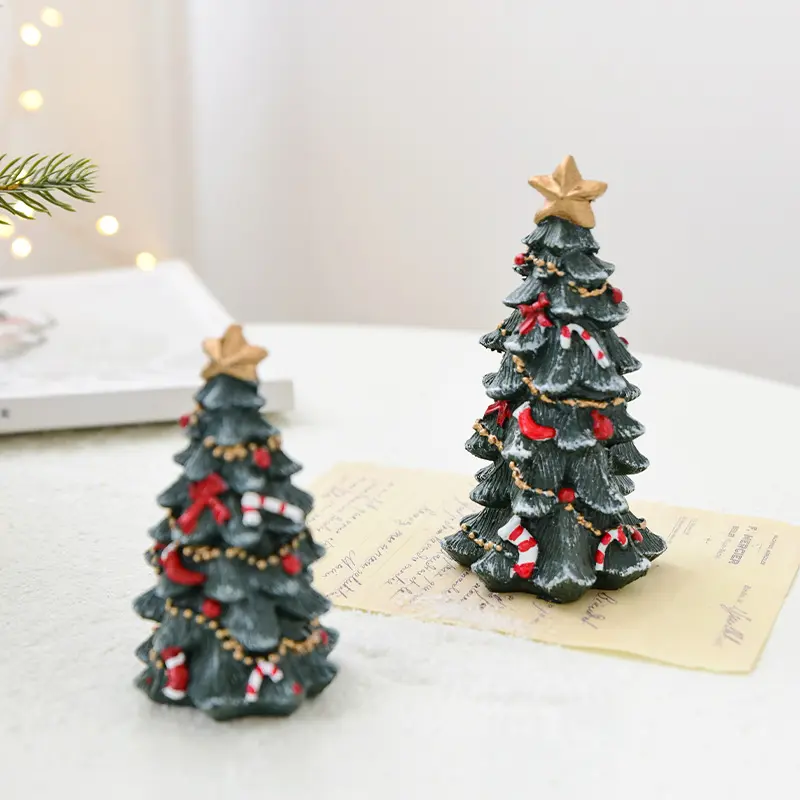 Christmas Decoration Resin Mini Desktop Christmas Tree Decoration Christmas Gifts Party Supplies Festival Desktop Ornament