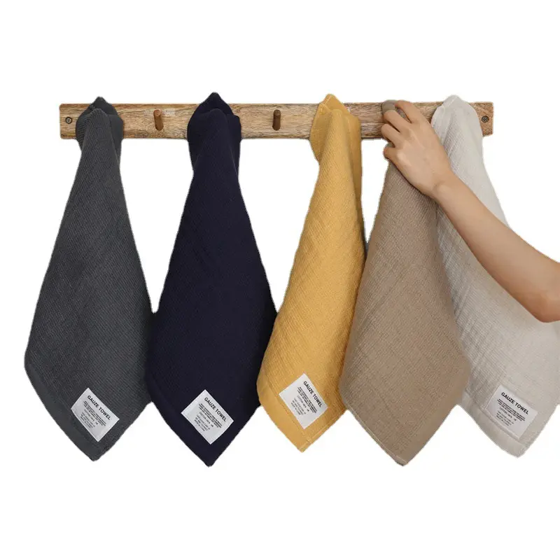 3pcs Solid Color Wrinkled Gauze Bath Towel Sets Plain and Minimalist Hotel Bathroom Towel Skin Friendly Square Towel Face Towel