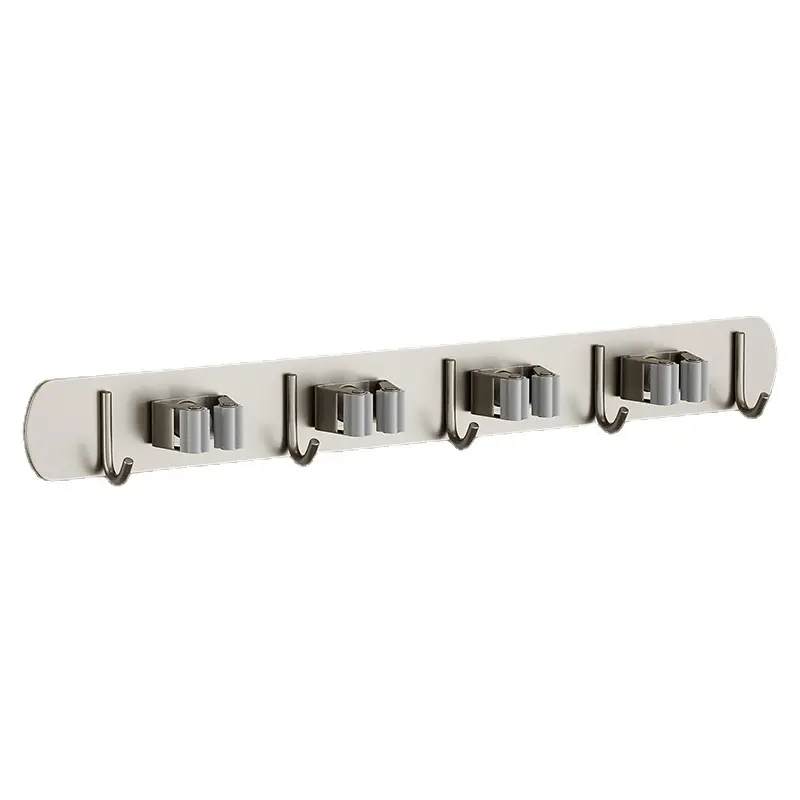 Mop Wall Mounted Clip Holder No Punching Hook buckle Fixing Broom Storage Rack Wall Mounted Mop Holder Bathroom Accessories